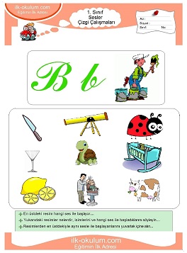 Çocuklar İçin B Sesi Çalışma Sayfaları 